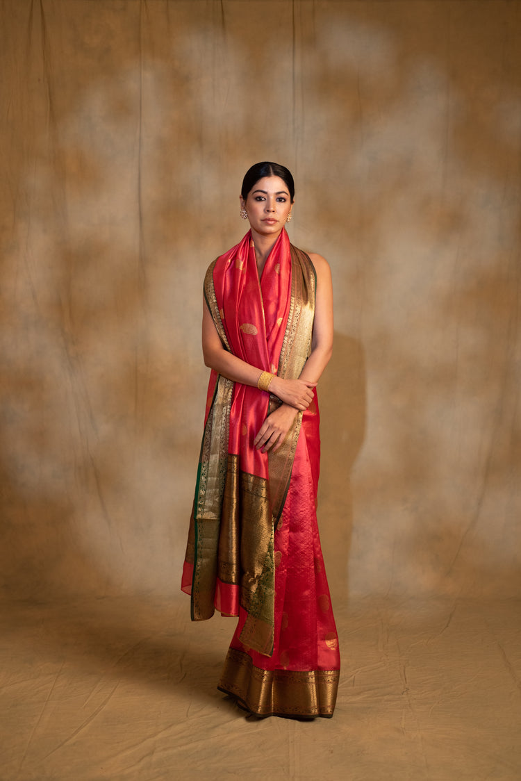 Deepa- Red Silk Chanderi  Saree