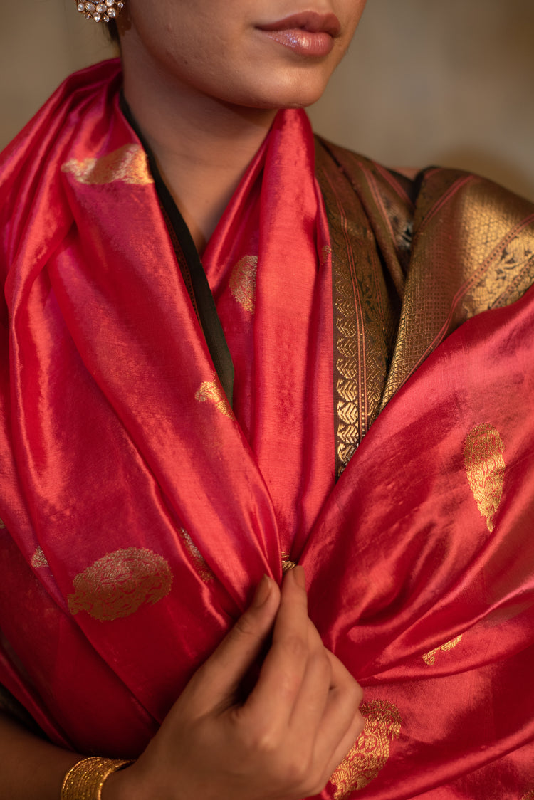 Deepa- Red Silk Chanderi  Saree