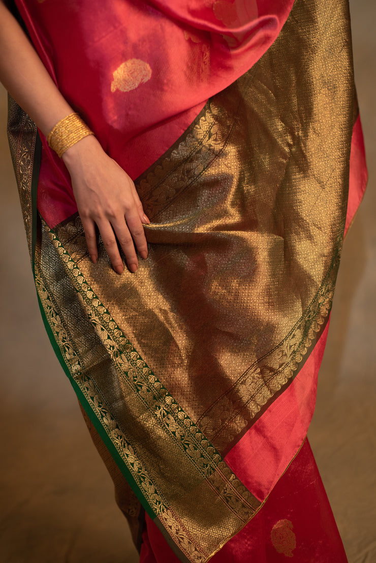 Deepa- Red Silk Chanderi  Saree