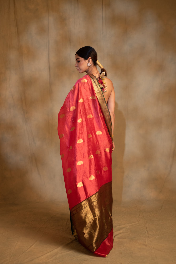 Deepa- Red Silk Chanderi  Saree