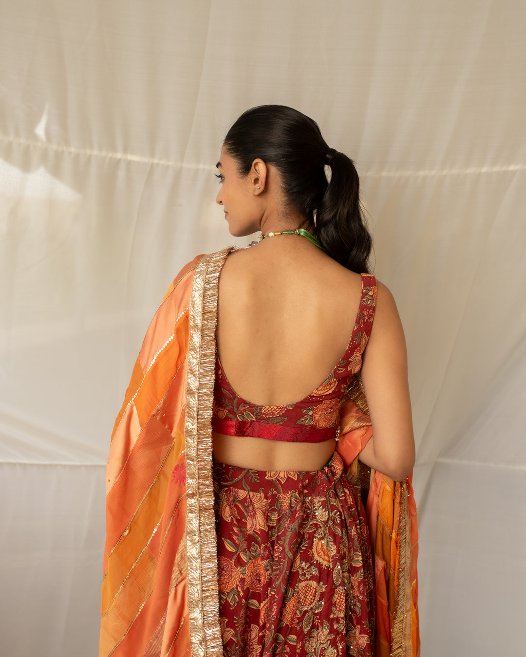 Ujjvala - Orange Upcycled Patchwork Dupatta