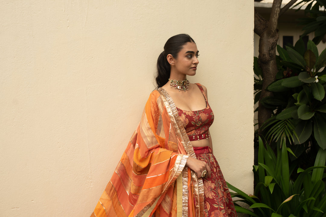 Ujjvala - Orange Upcycled Patchwork Dupatta