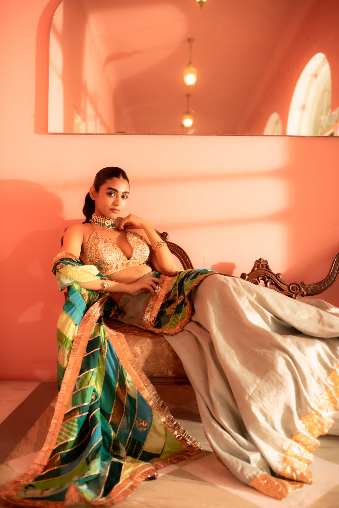 Nabhya - Green Upcycled Patchwork Dupatta