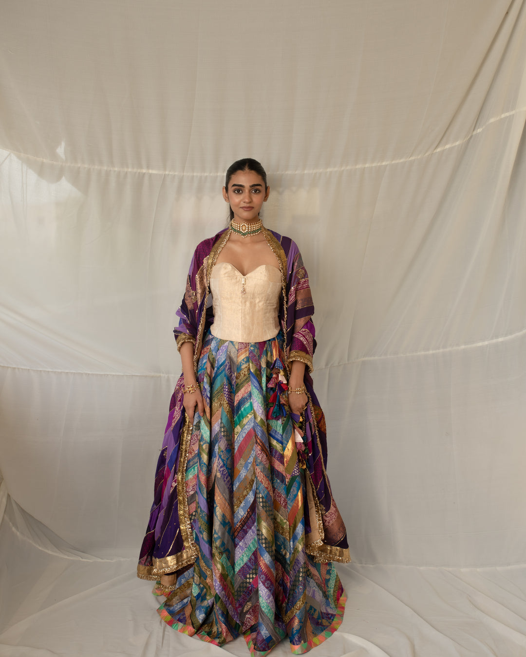 Chitrika - Purple Upcycled Patchwork Dupatta