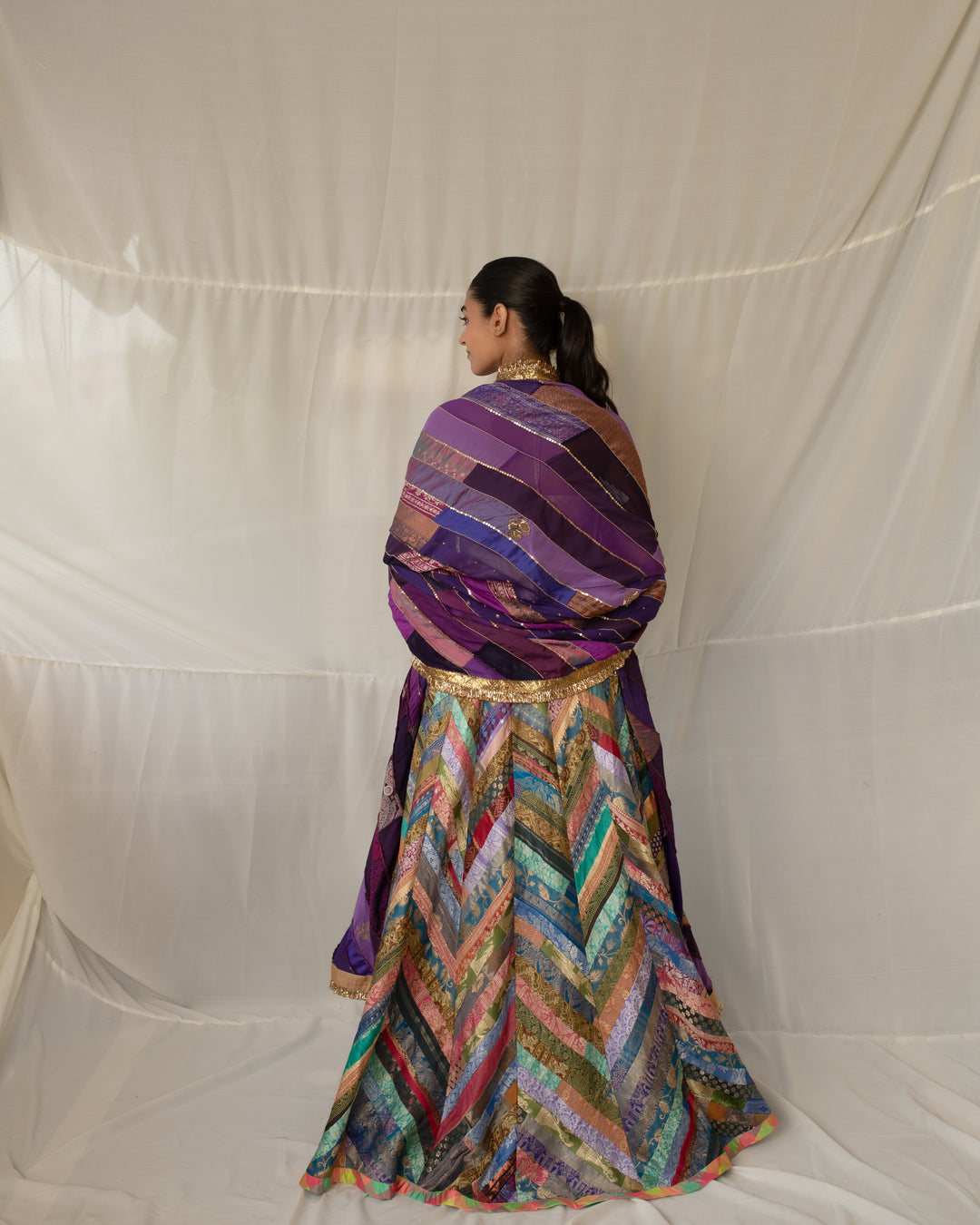 Chitrika - Purple Upcycled Patchwork Dupatta