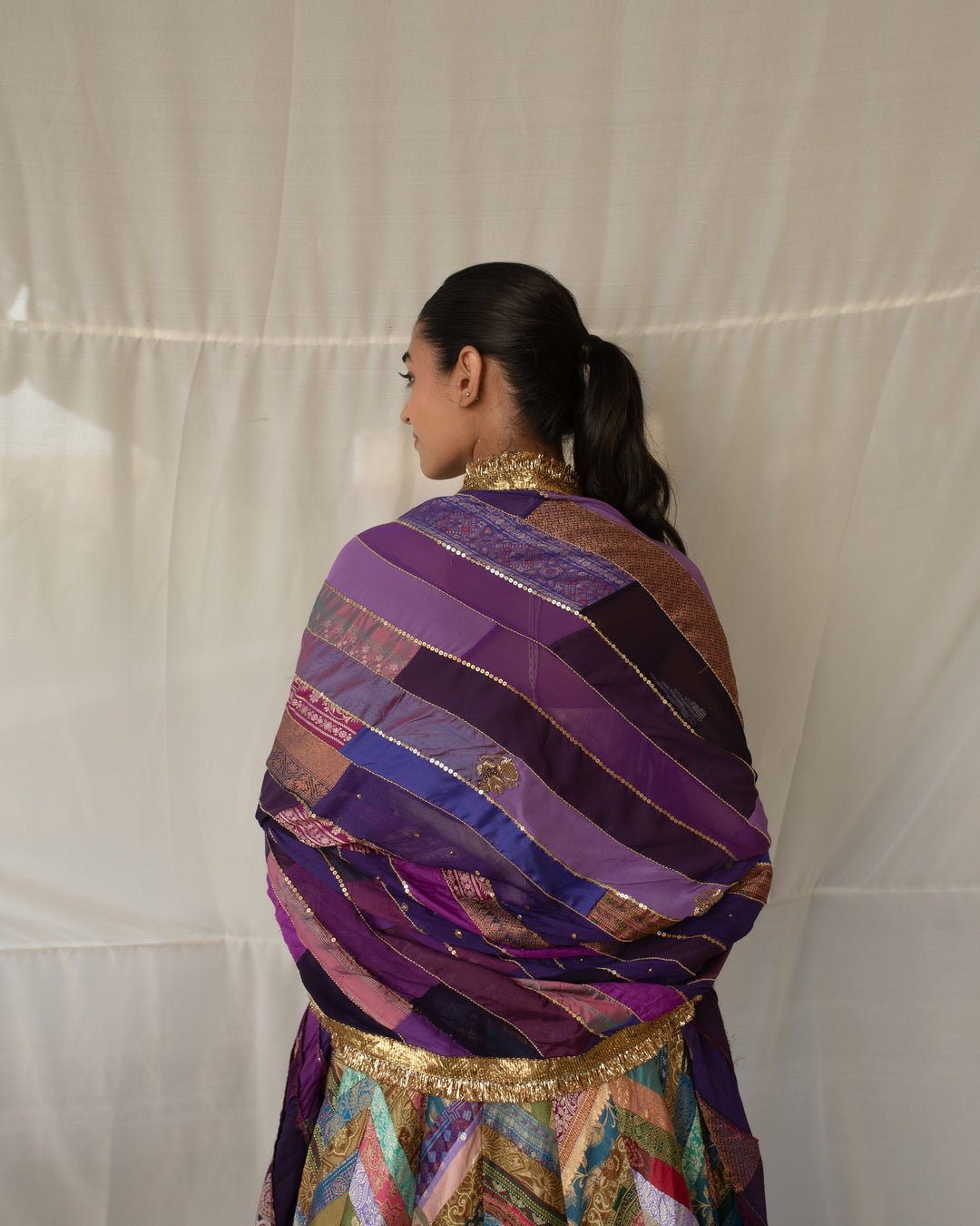 Parmananda - Multicolor Silk Brocade Upcycled Patchwork Lehenga