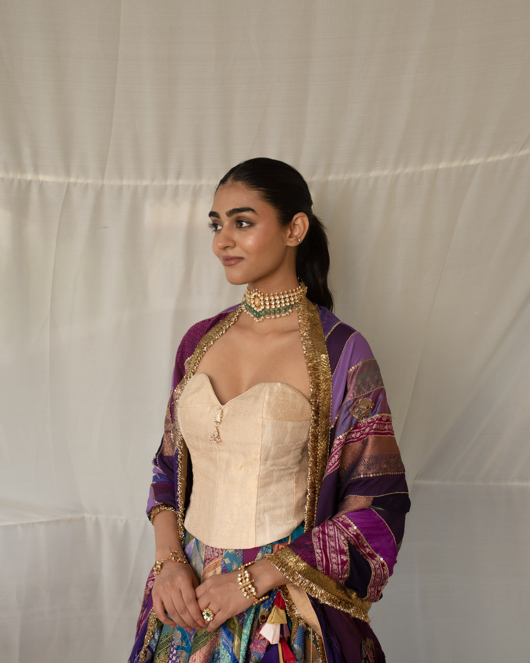 Parmananda - Multicolor Silk Brocade Upcycled Patchwork Lehenga