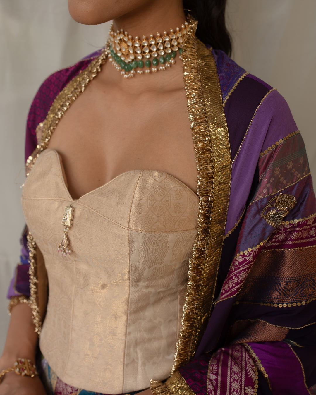 Chitrika - Purple Upcycled Patchwork Dupatta