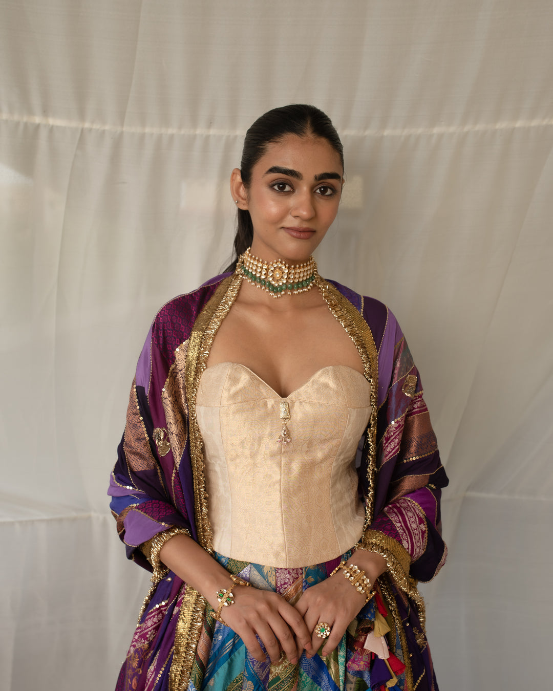 Parmananda - Multicolor Silk Brocade Upcycled Patchwork Lehenga