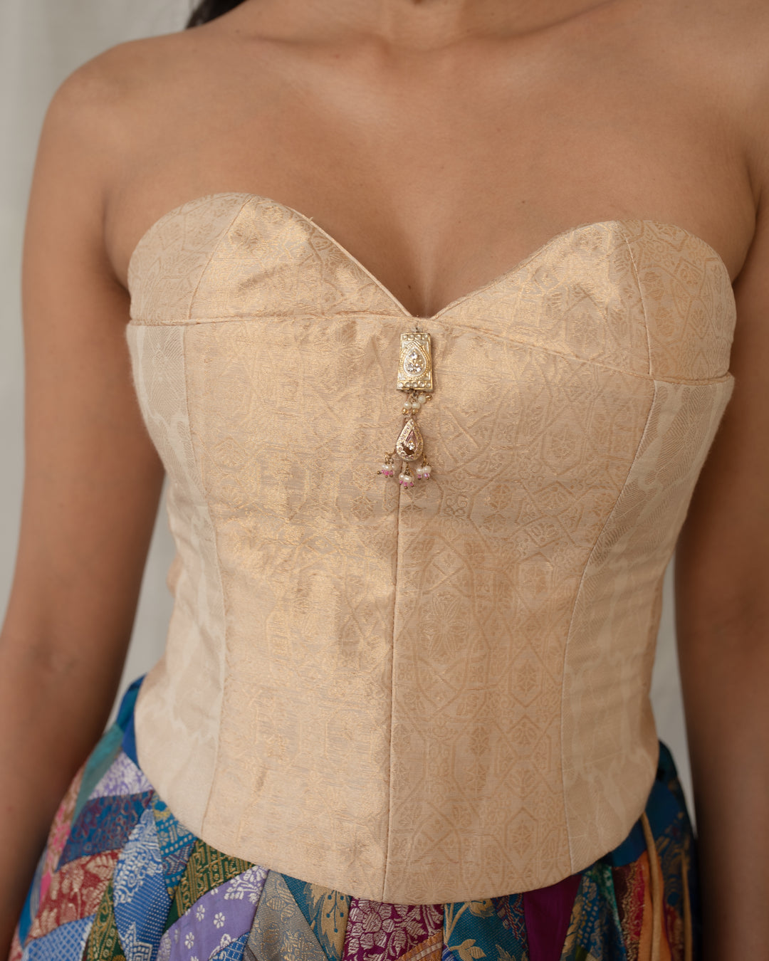 Naqsh - Gold and Ivory Silk Corset