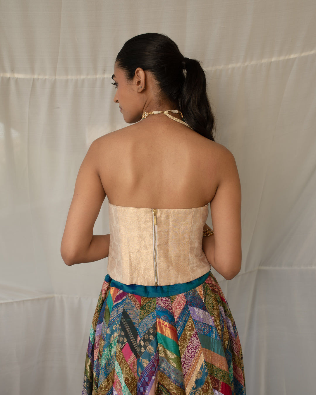 Naqsh - Gold and Ivory Silk Corset