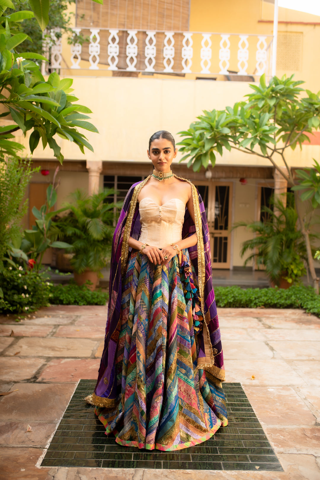 Parmananda - Multicolor Silk Brocade Upcycled Patchwork Lehenga