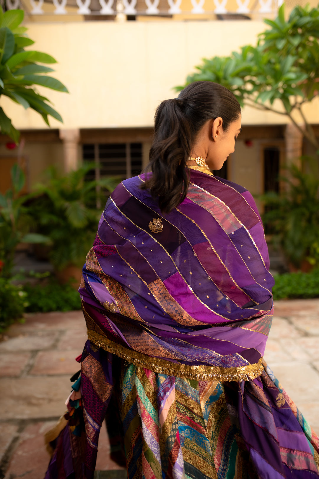 Chitrika - Purple Upcycled Patchwork Dupatta