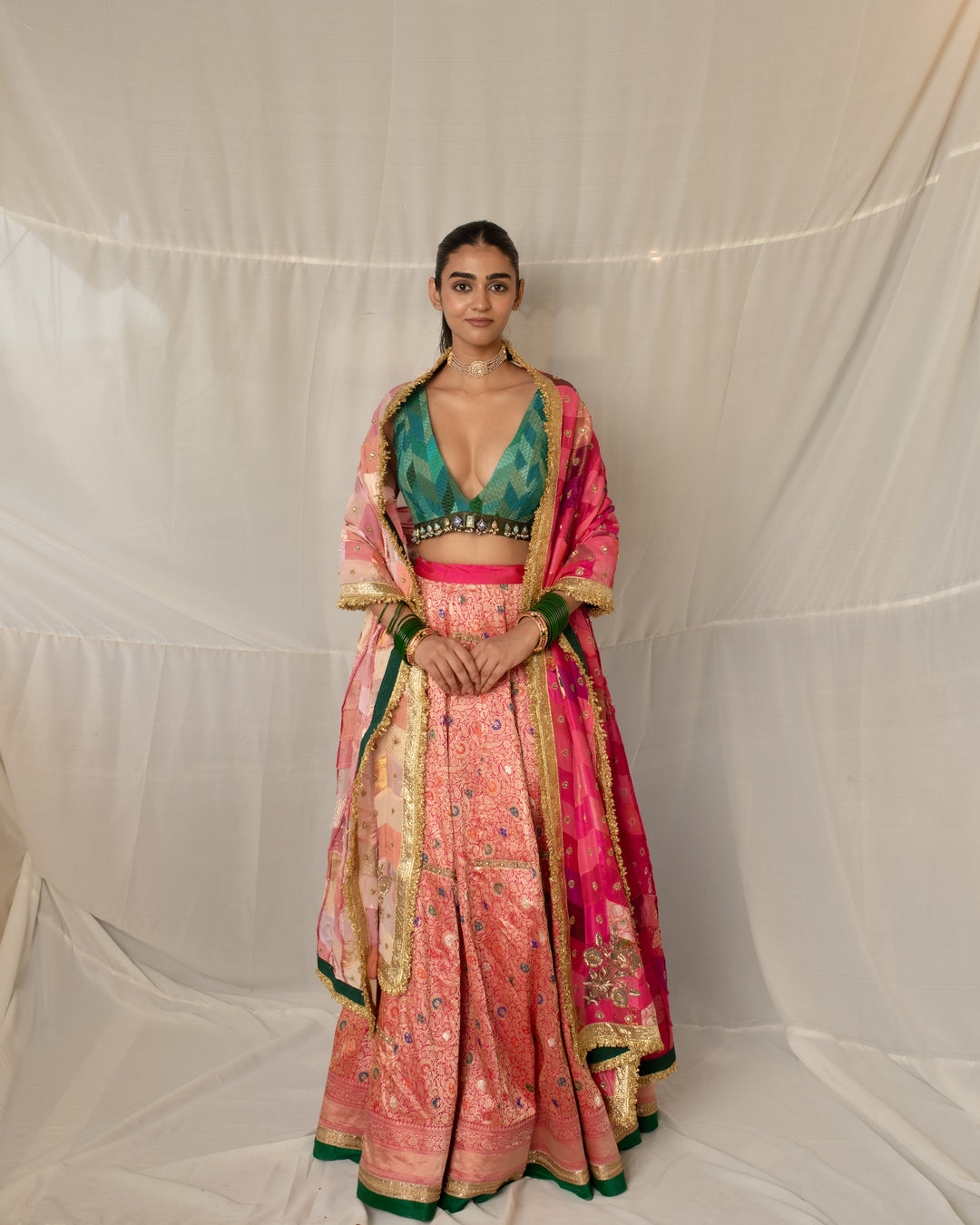 Antrang - Pink Upcycled Patchwork Dupatta