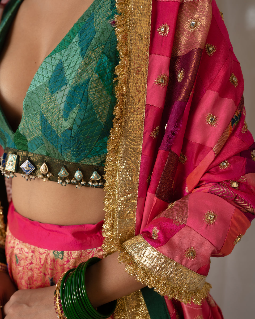 Antrang - Pink Upcycled Patchwork Dupatta
