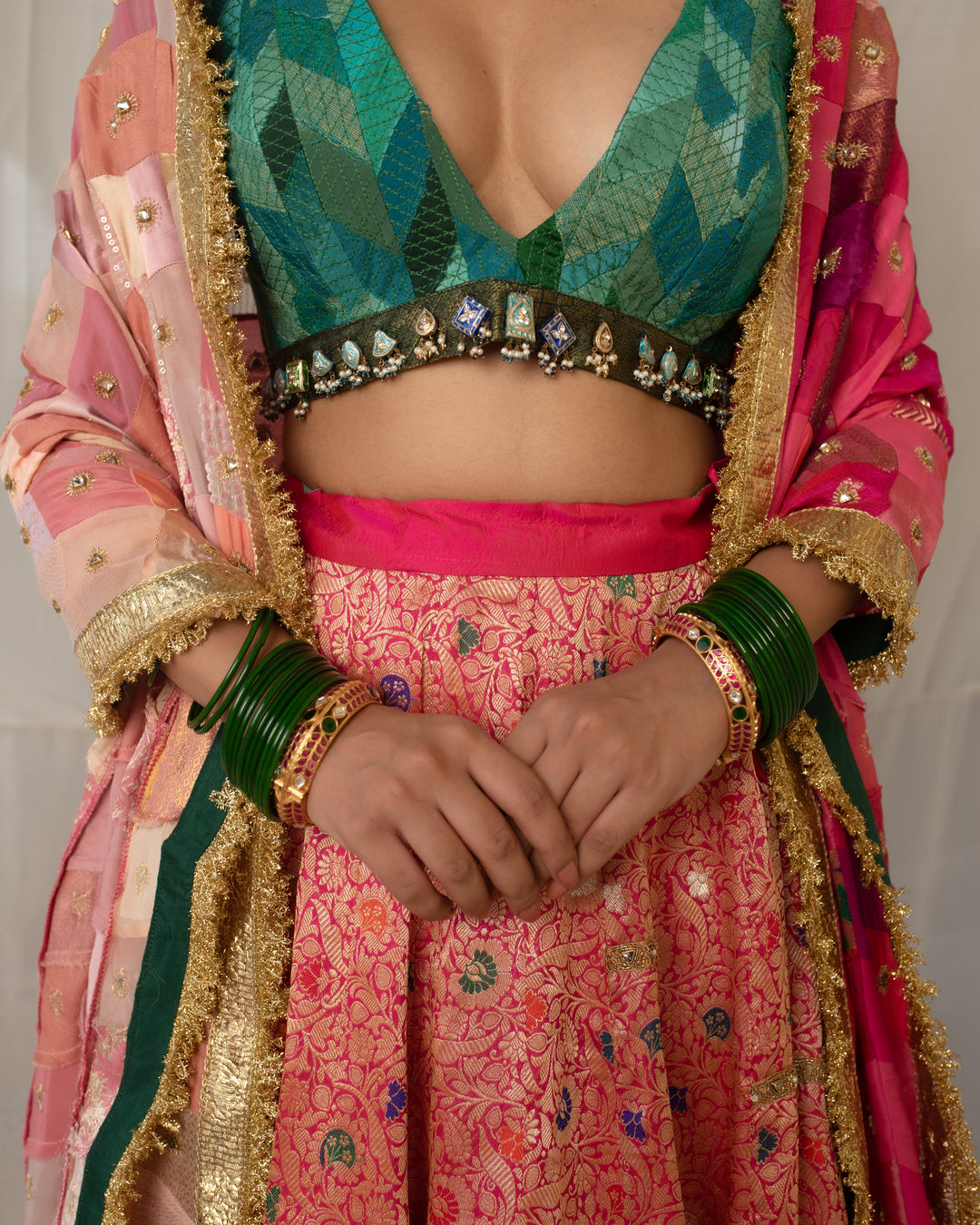 Antrang - Pink Upcycled Patchwork Dupatta