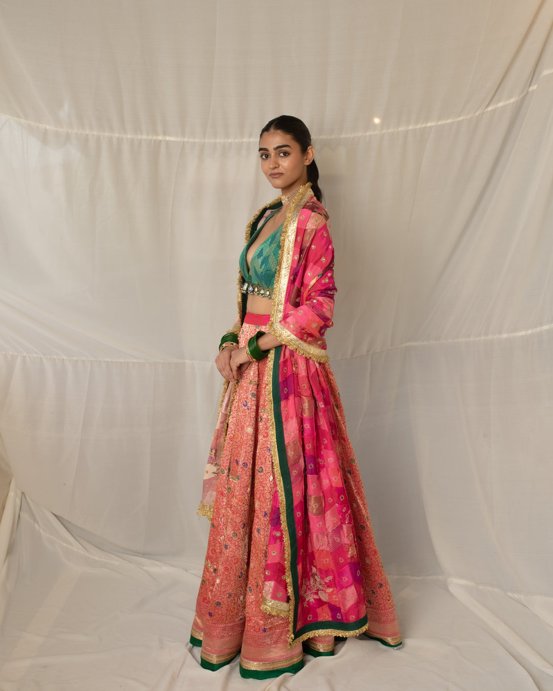 Antrang - Pink Upcycled Patchwork Dupatta