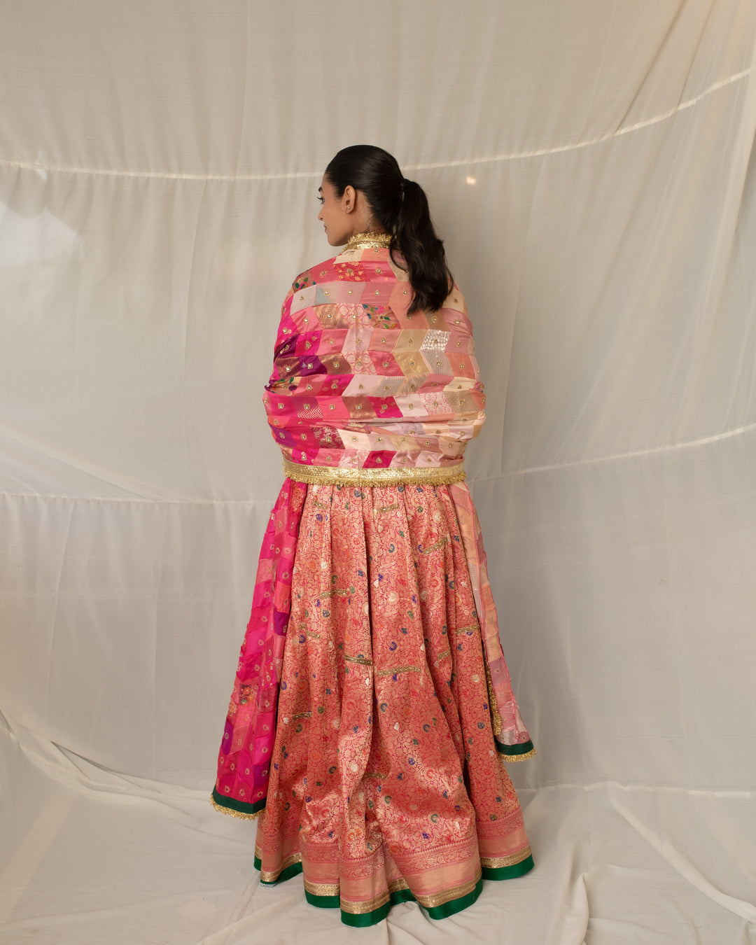 Antrang - Pink Upcycled Patchwork Dupatta