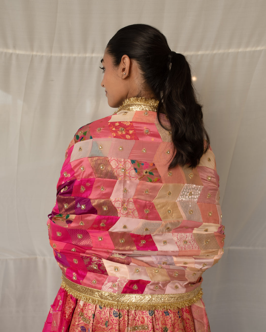 Antrang - Pink Upcycled Patchwork Dupatta