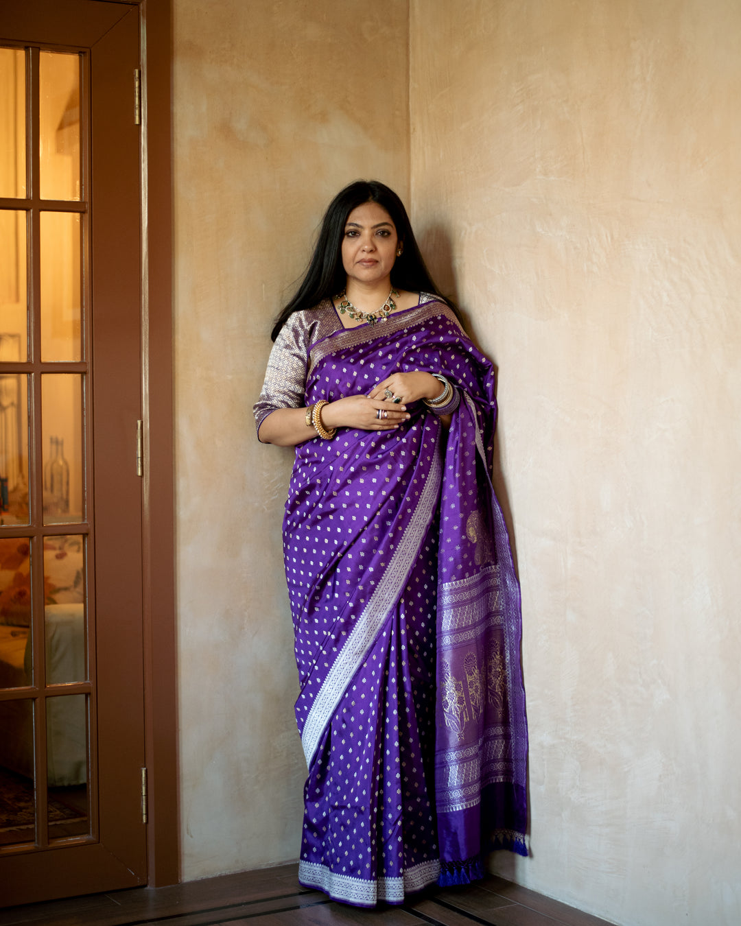 Kashi - Purple Silk Katan Banarasi Saree