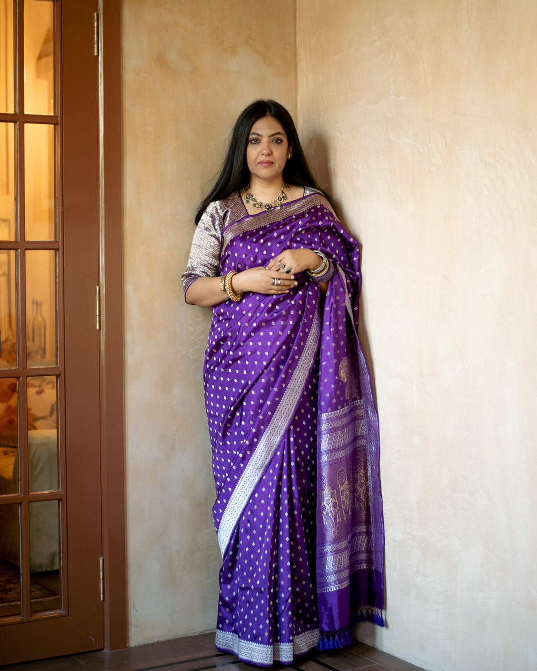 Kashi - Purple Silk Katan Banarasi Saree