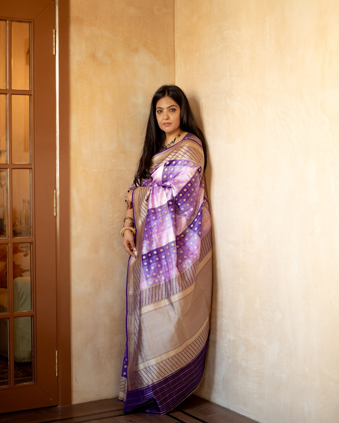 Bhargavi - Purple Monotone Silk Banarasi Saree