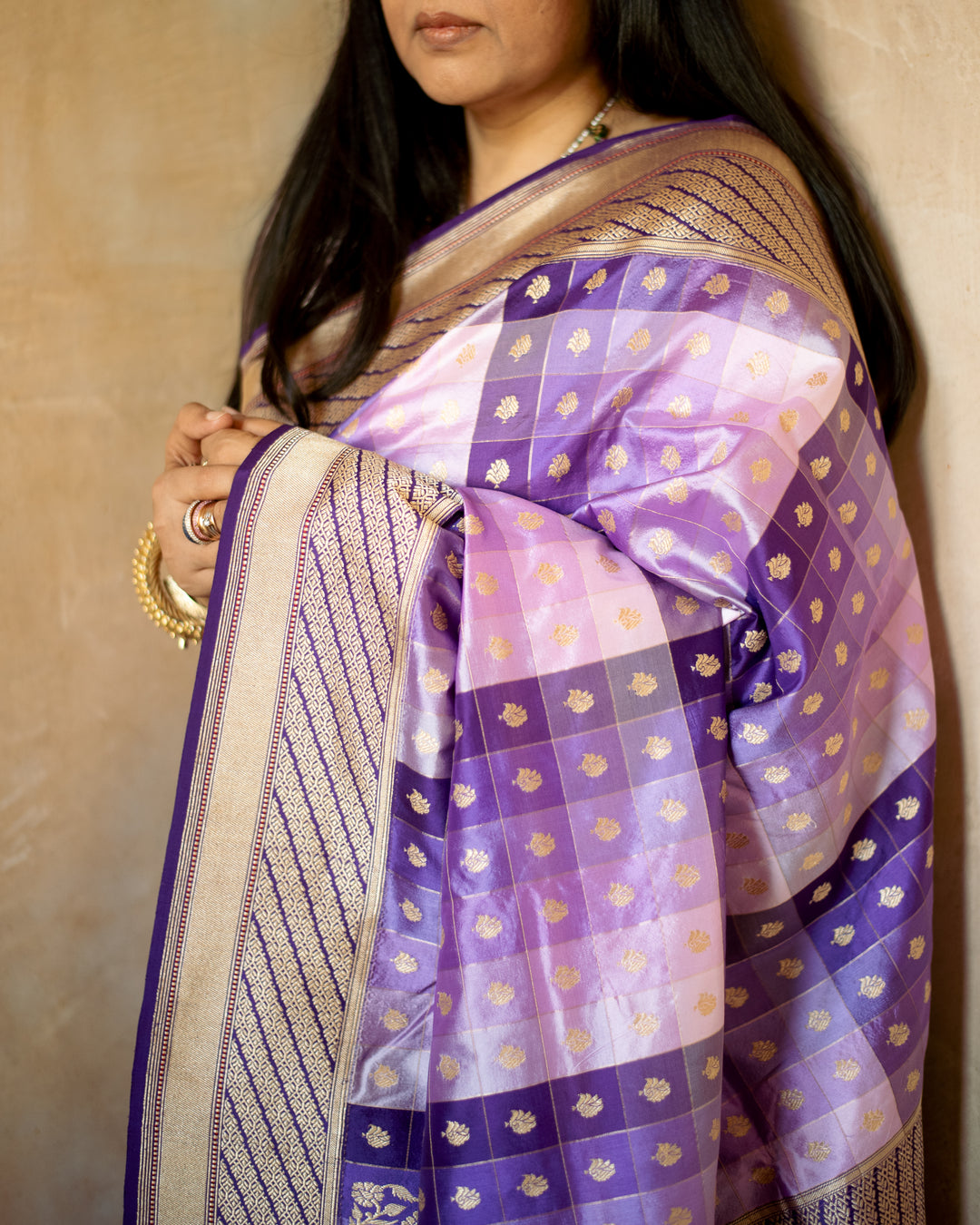Bhargavi - Purple Monotone Silk Banarasi Saree