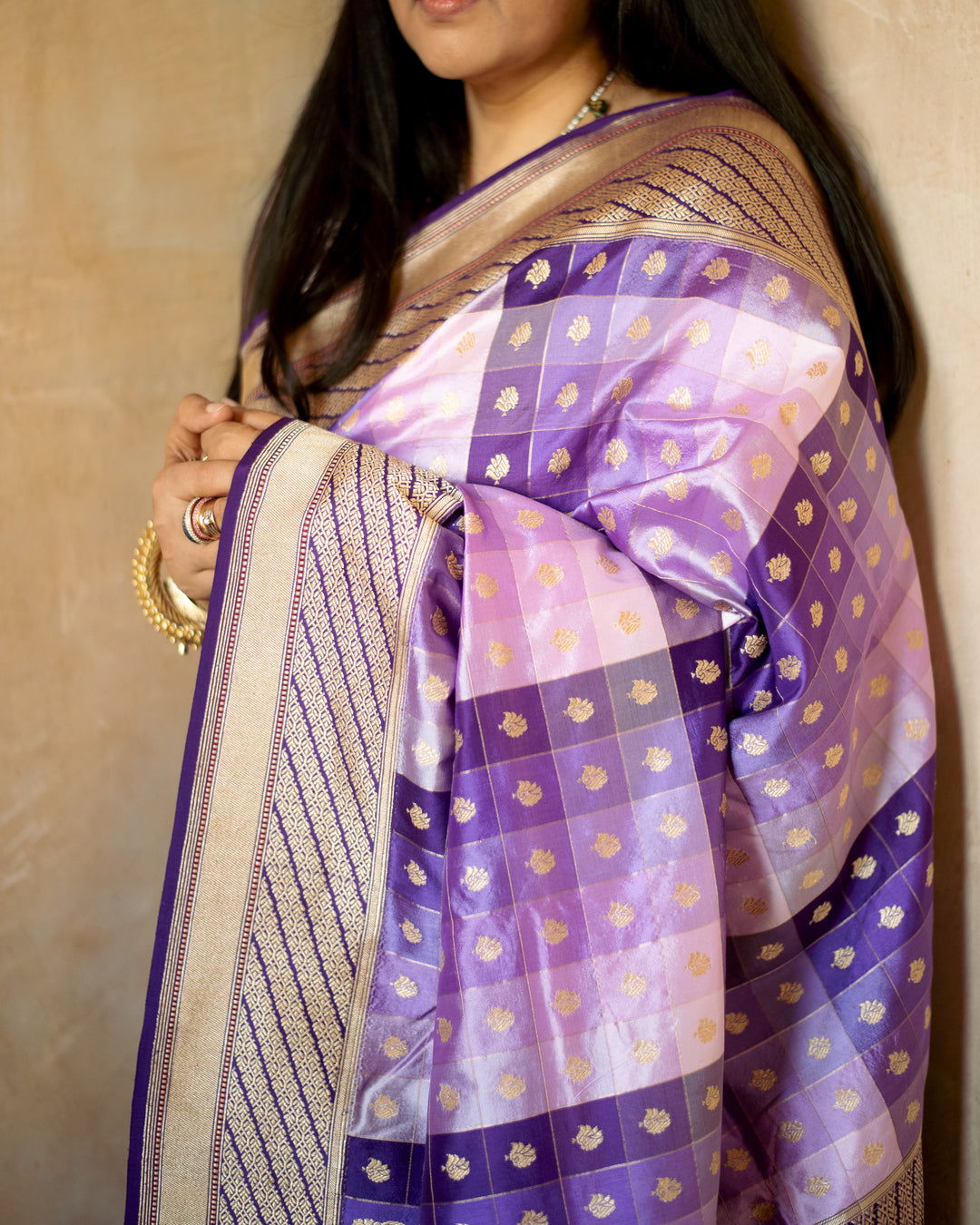 Bhargavi - Purple Monotone Silk Banarasi Saree