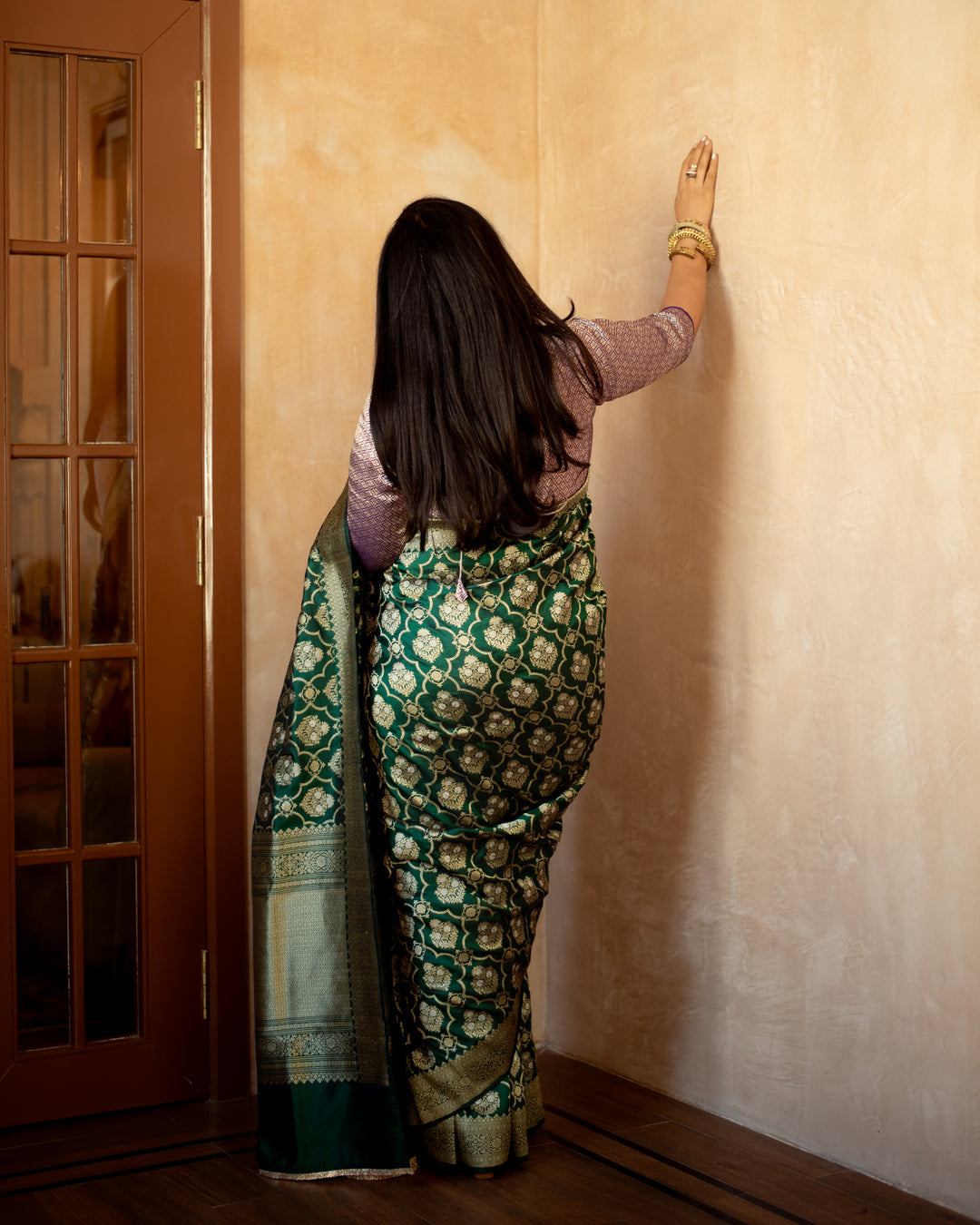 Shodoshi - Deep Green Silk Banarasi Saree