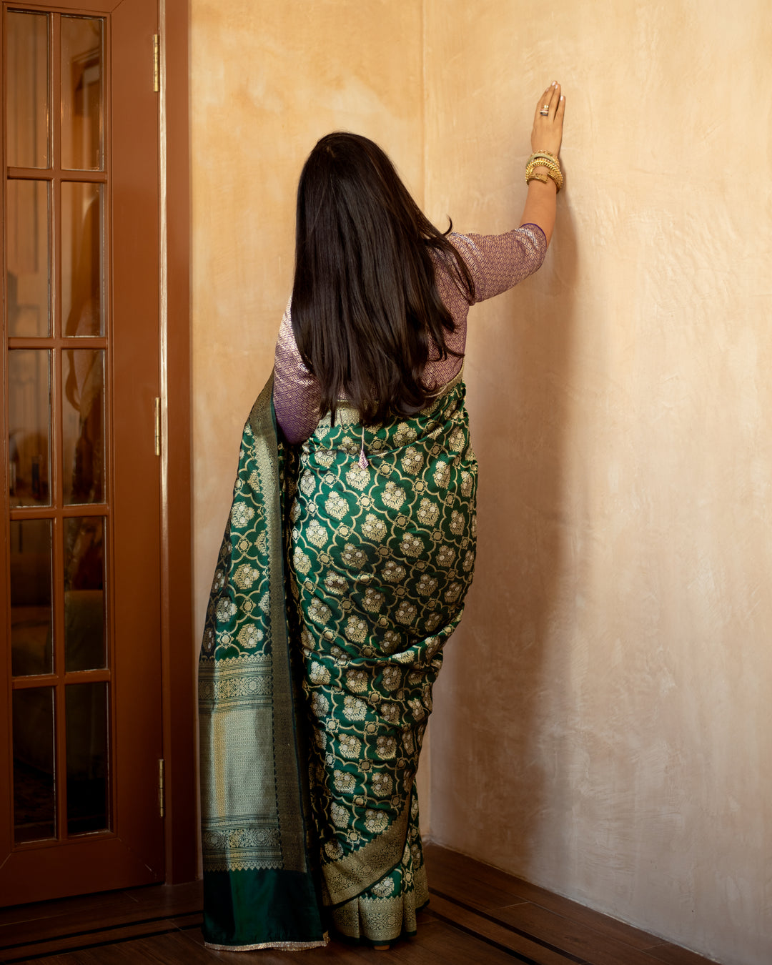 Shodoshi - Deep Green Silk Banarasi Saree