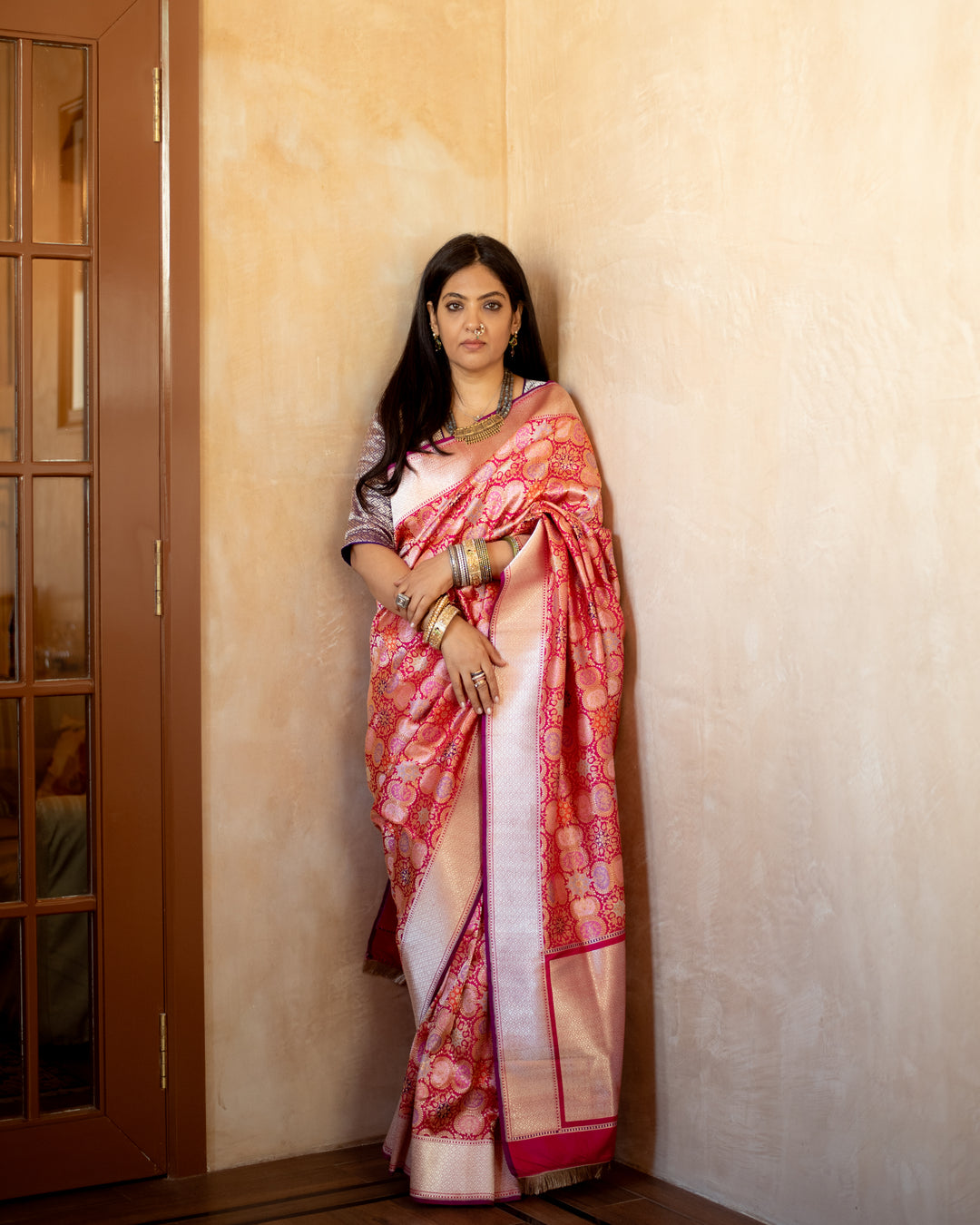 Sadar - Indian Pink Silk Banarasi Saree