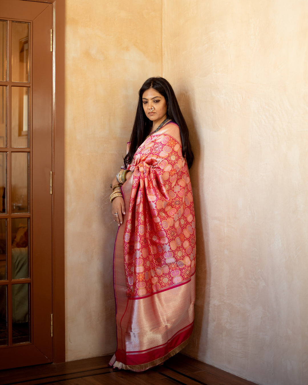 Sadar - Indian Pink Silk Banarasi Saree