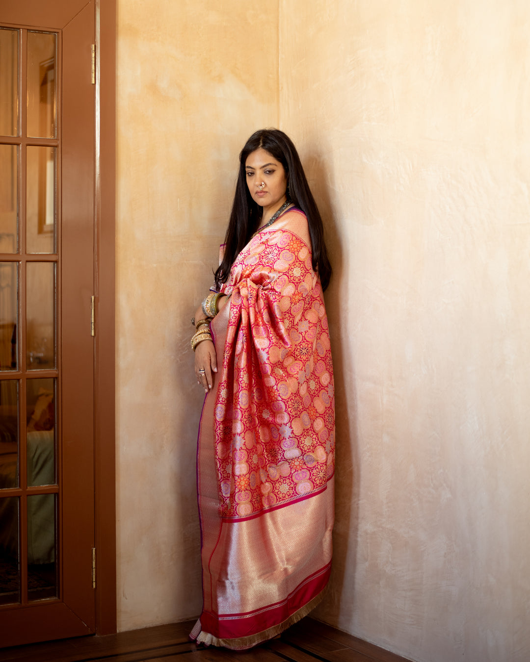 Sadar - Indian Pink Silk Banarasi Saree