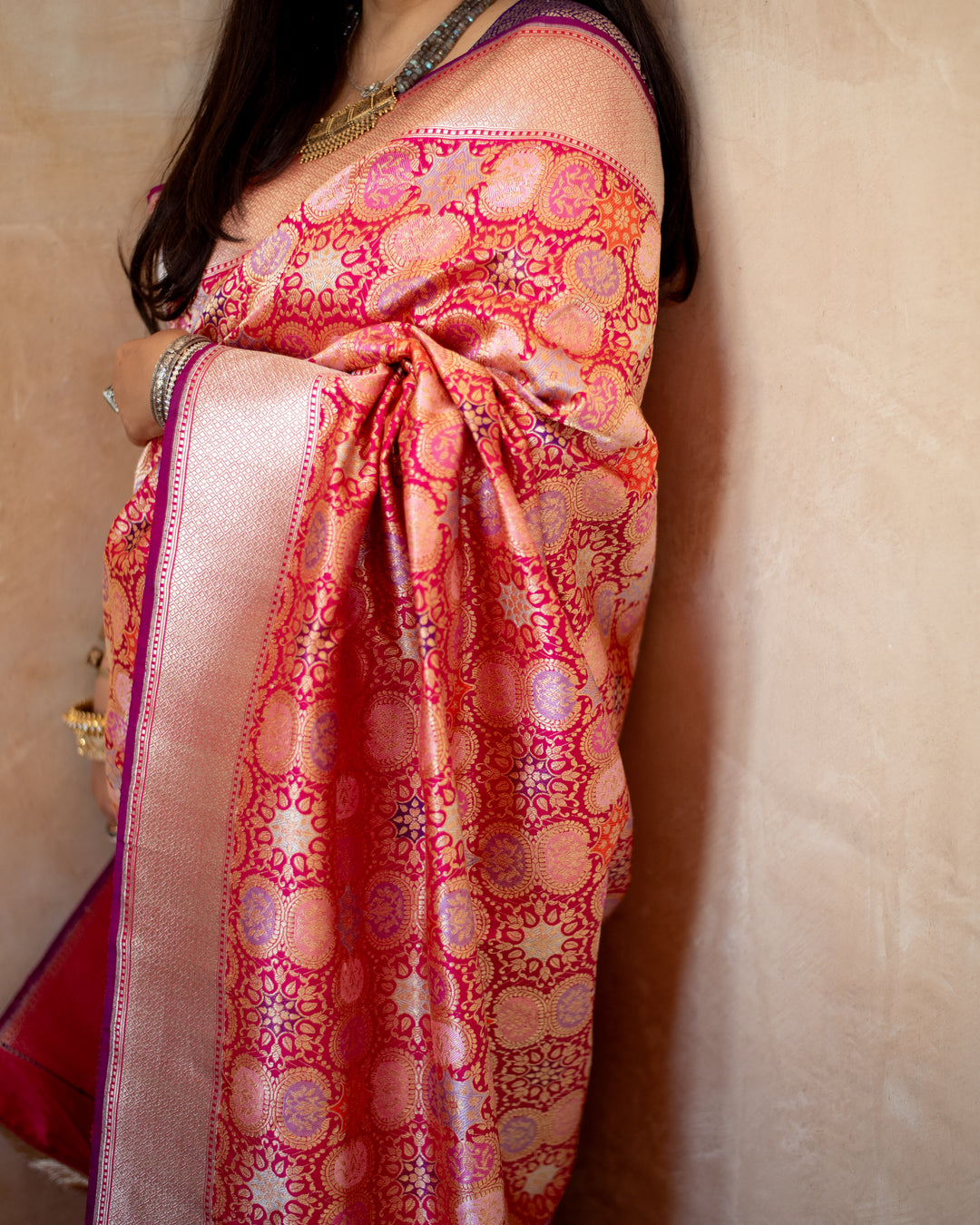 Sadar - Indian Pink Silk Banarasi Saree