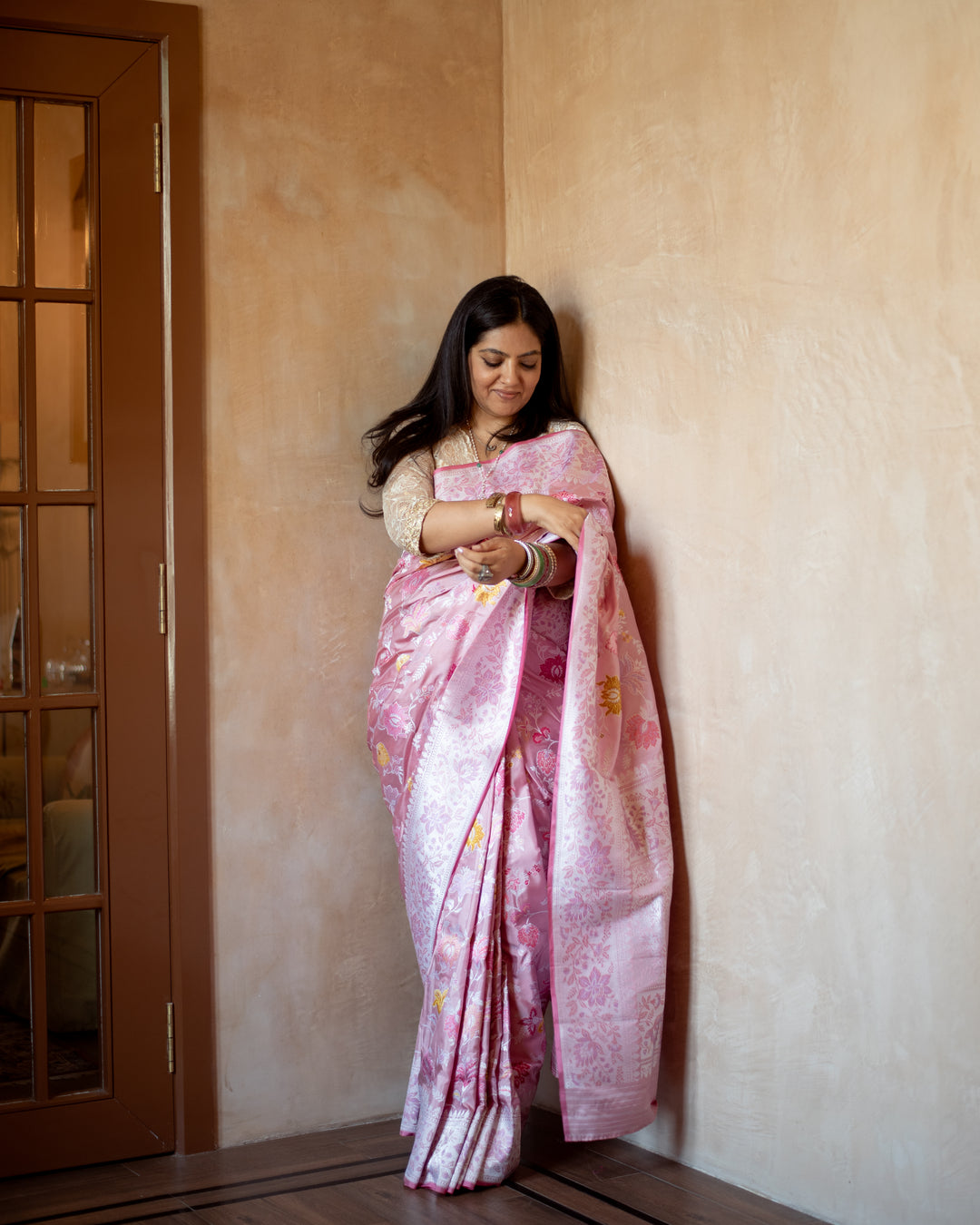 Mrinal - Blush Pink Silk Banarasi Saree