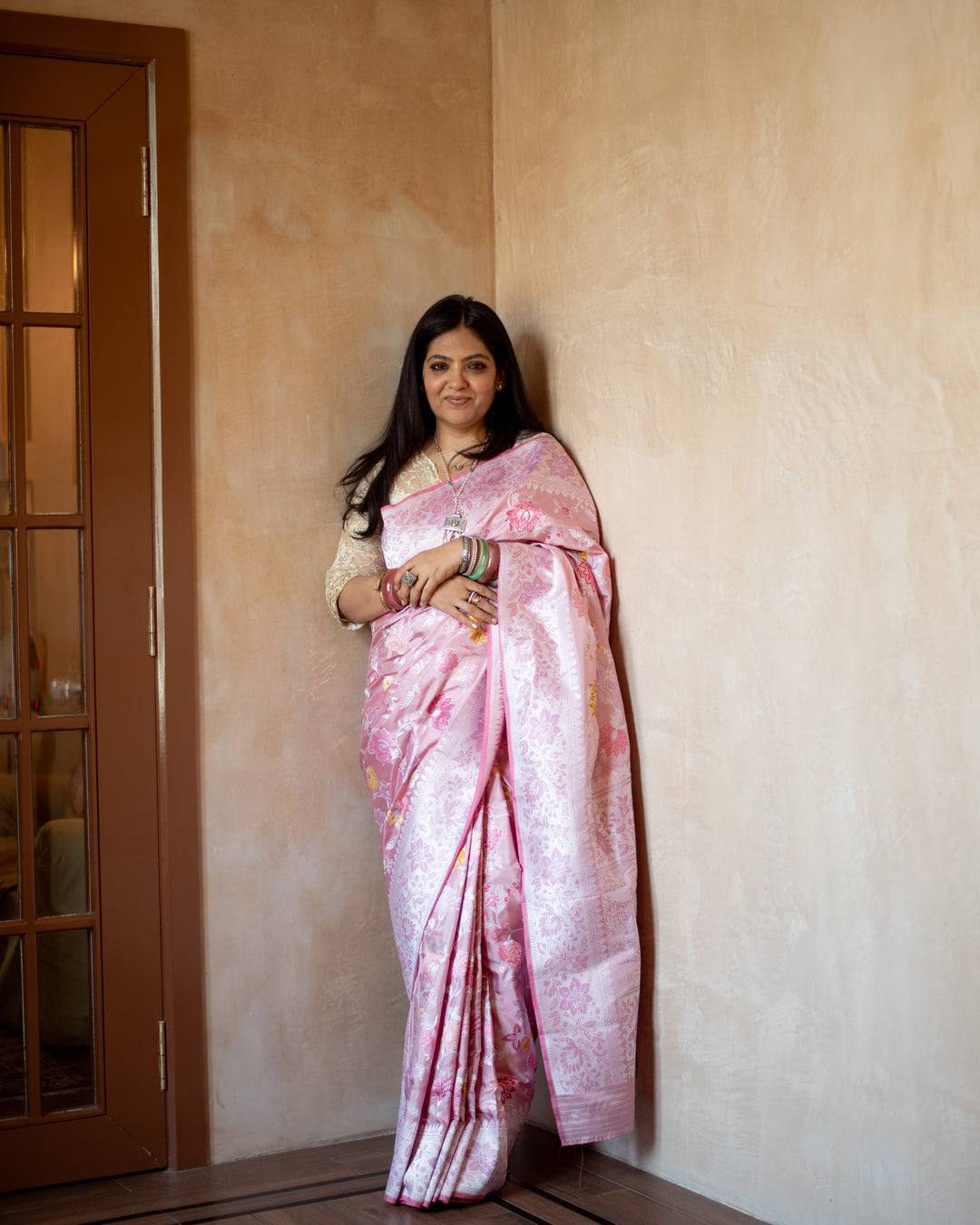 Mrinal - Blush Pink Silk Banarasi Saree
