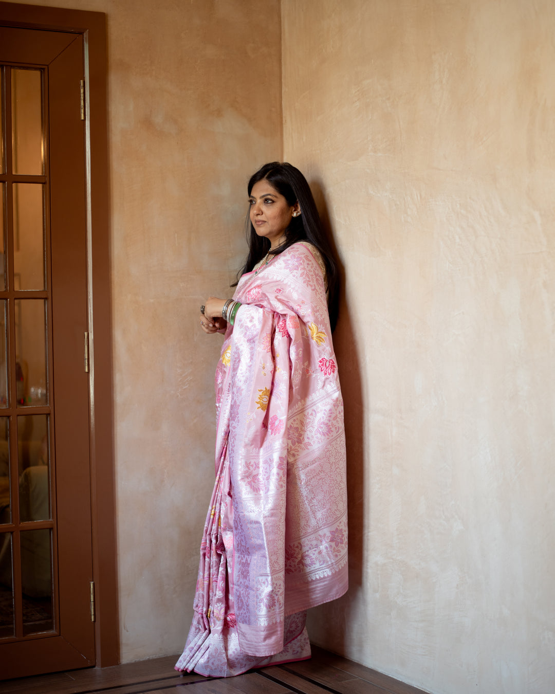 Mrinal - Blush Pink Silk Banarasi Saree
