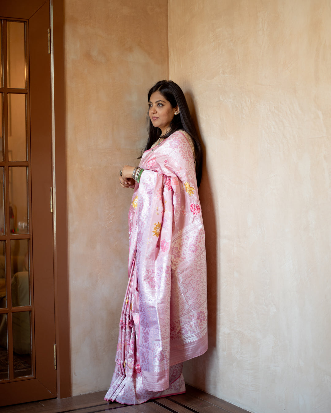 Mrinal - Blush Pink Silk Banarasi Saree