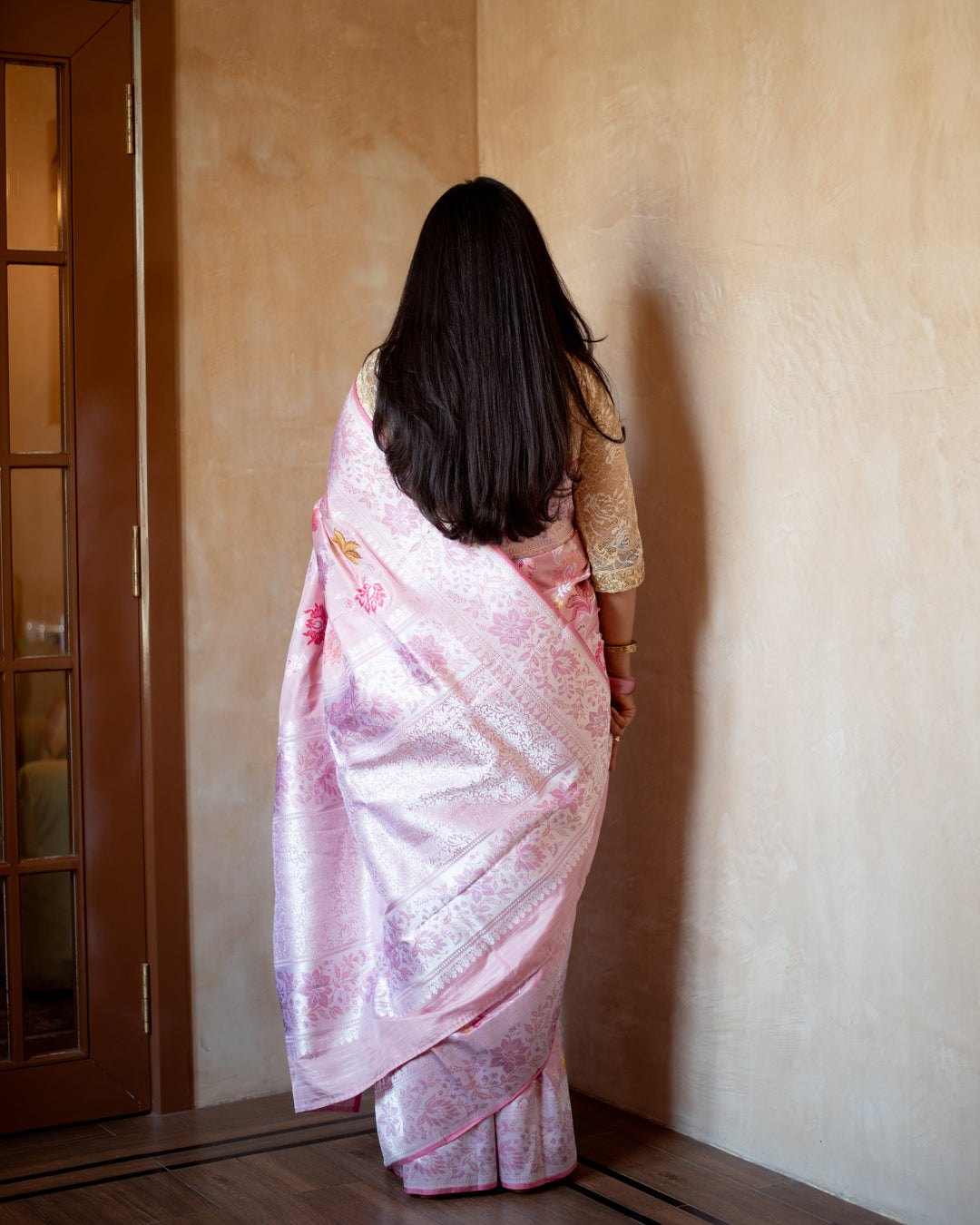 Mrinal - Blush Pink Silk Banarasi Saree