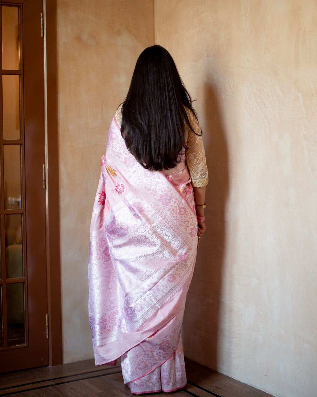 Mrinal - Blush Pink Silk Banarasi Saree