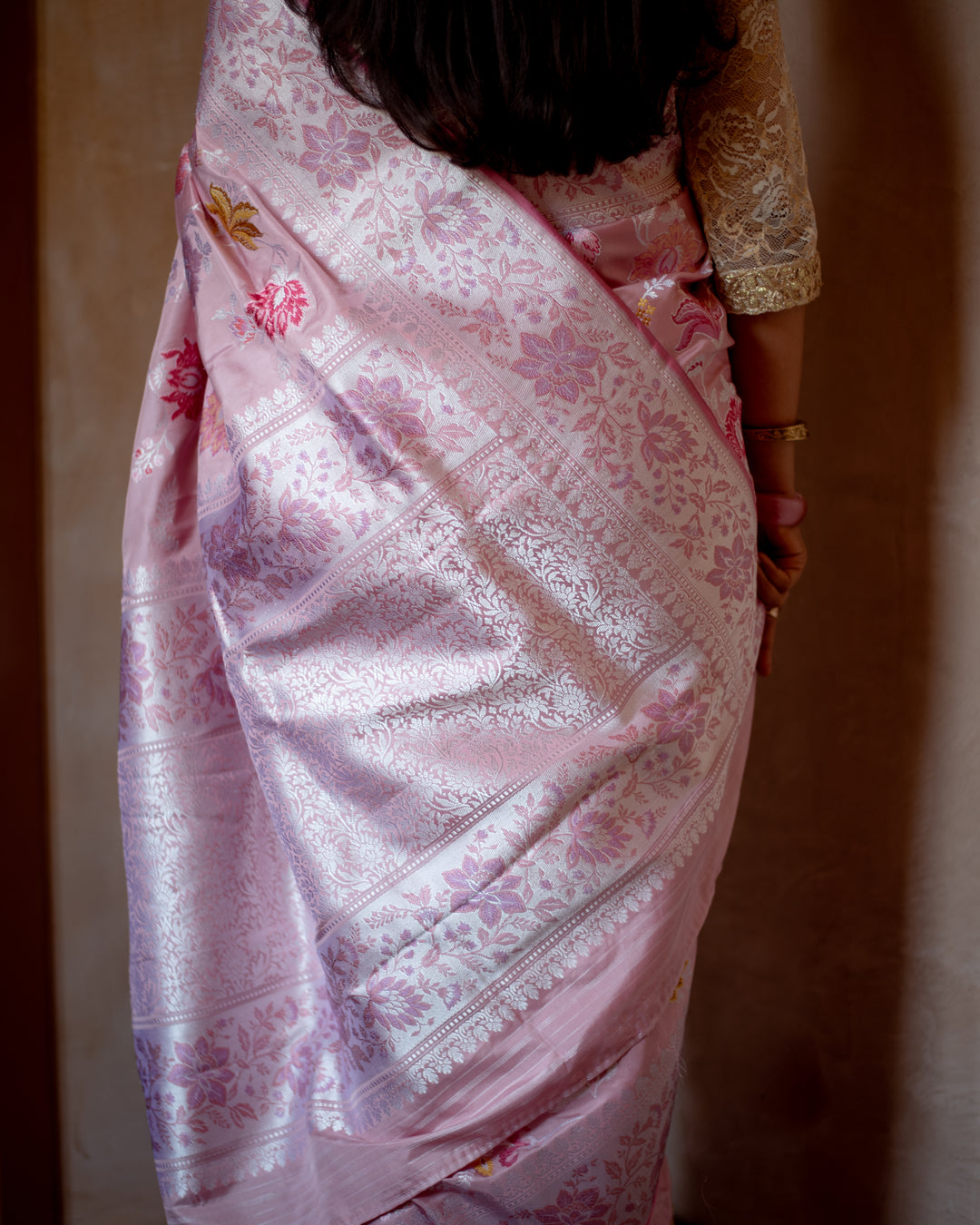 Mrinal - Blush Pink Silk Banarasi Saree