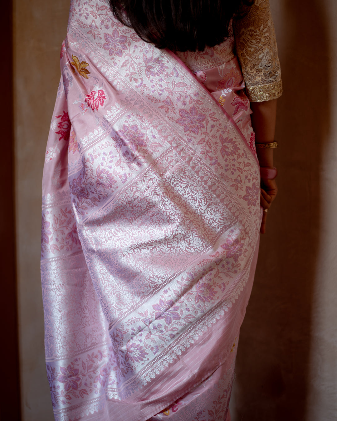 Mrinal - Blush Pink Silk Banarasi Saree
