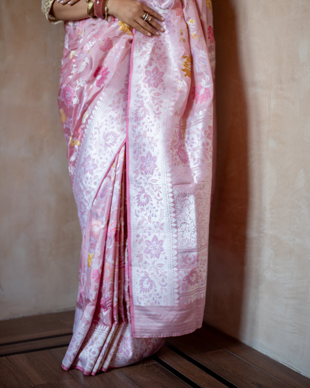 Mrinal - Blush Pink Silk Banarasi Saree