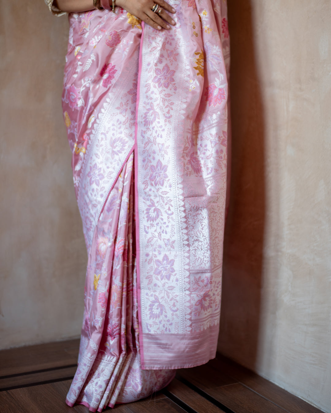 Mrinal - Blush Pink Silk Banarasi Saree