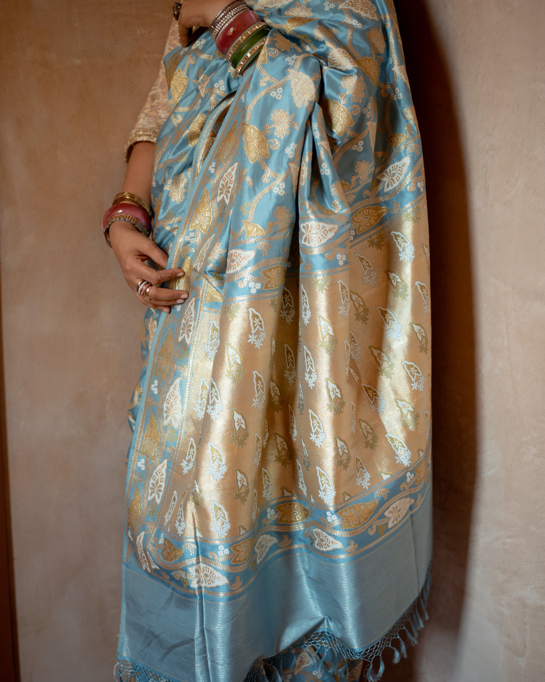 Siddhida - Sky Blue Silk Katan Banarasi Saree