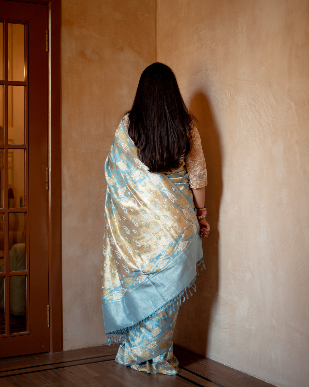 Siddhida - Sky Blue Silk Katan Banarasi Saree