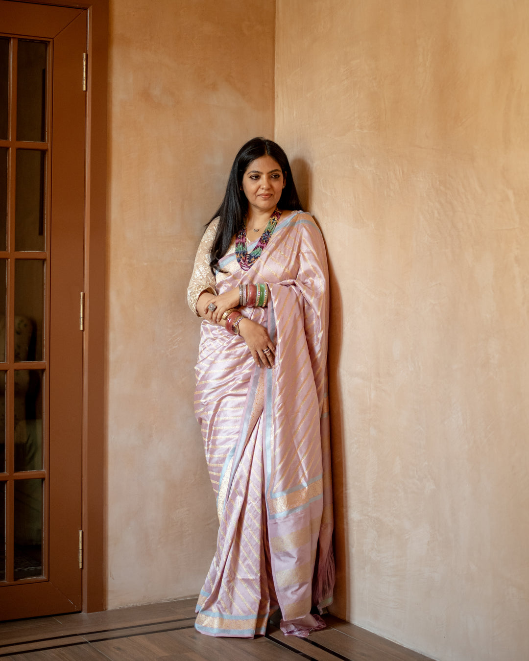 Kaumari - Blush Pink Silk Katan Banarasi Saree