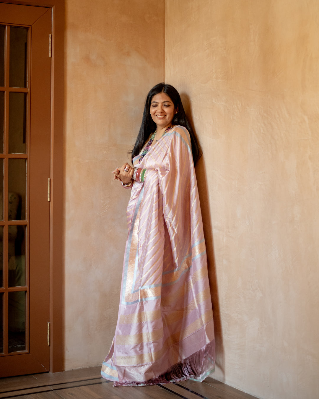 Kaumari - Blush Pink Silk Katan Banarasi Saree