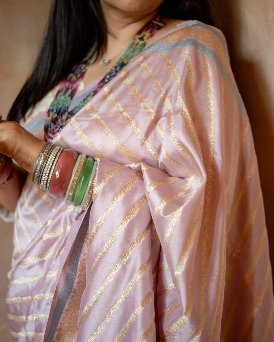 Kaumari - Blush Pink Silk Katan Banarasi Saree