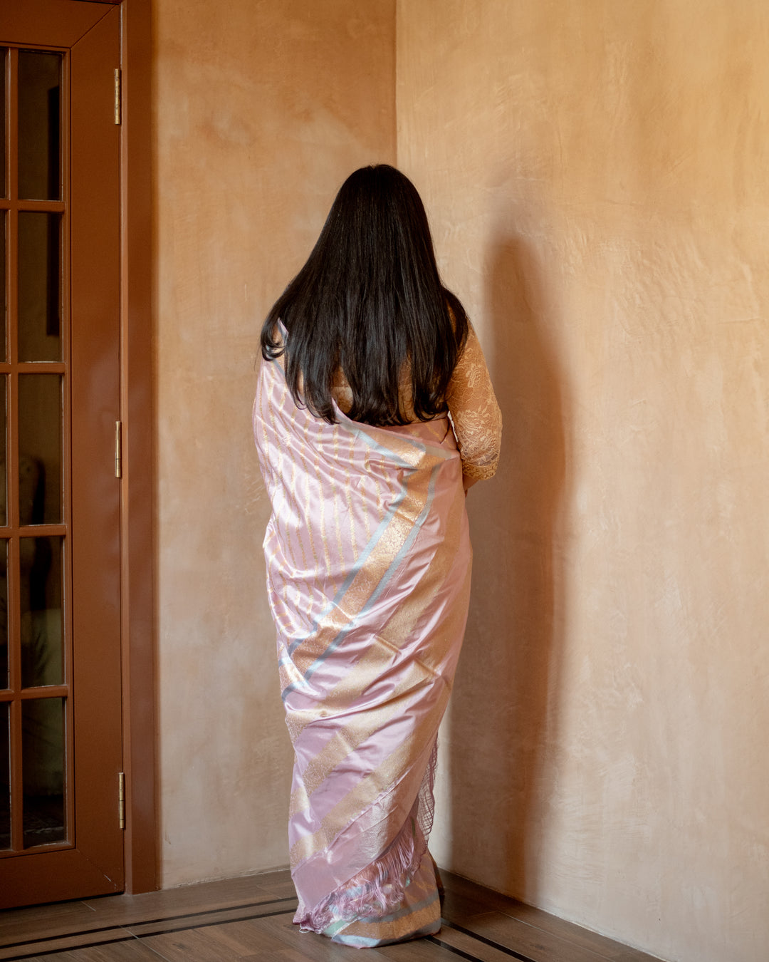 Kaumari - Blush Pink Silk Katan Banarasi Saree